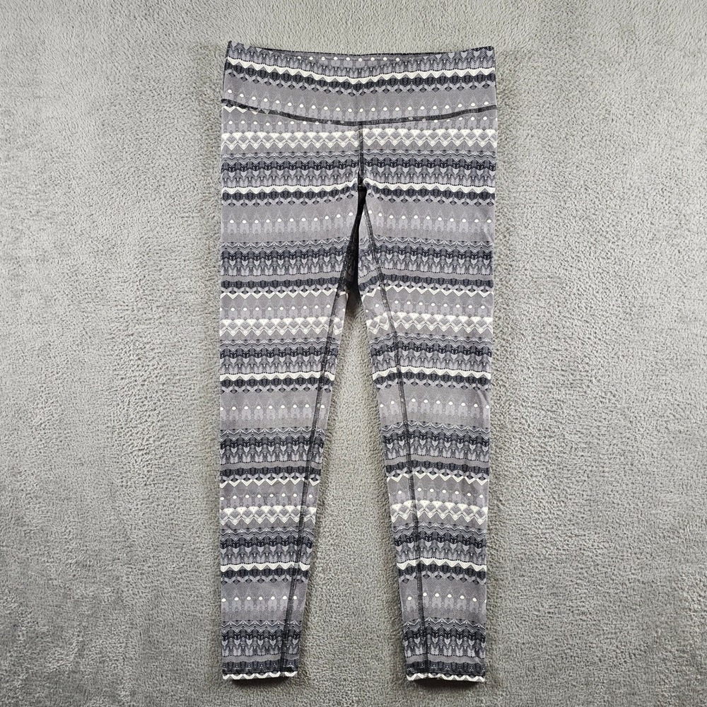 Alo Yoga Womens Gray Geometric Fair Isle Print Leggings Size Large L